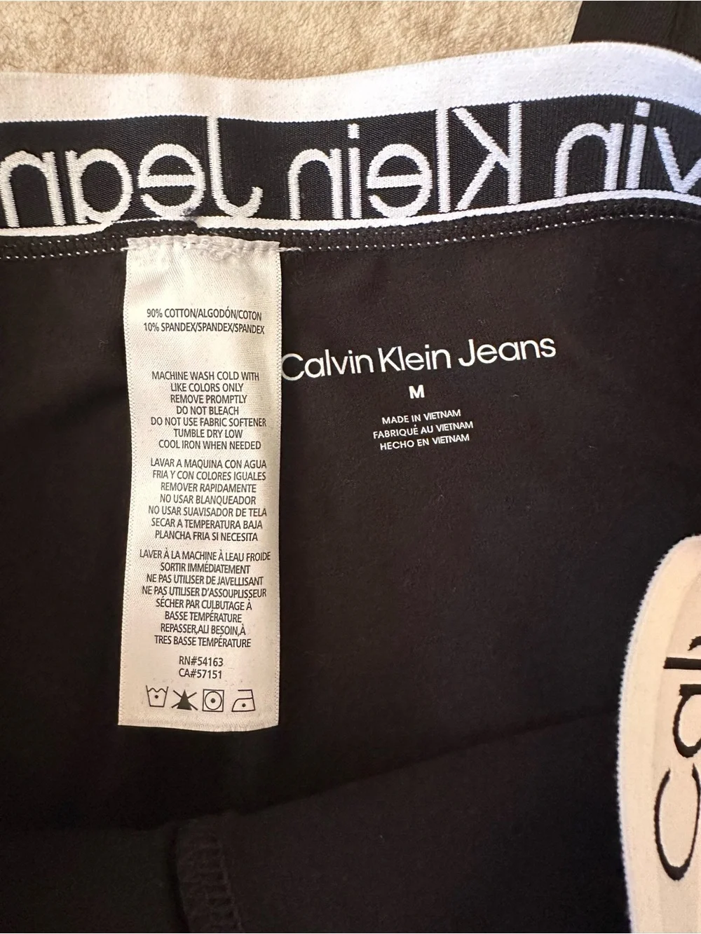 Calvin Klein Black Logo Waistband Leggings - Picture 3 of 3